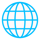 Abstract "planet Earth" icon with thick blue lines for meridians and parallels.