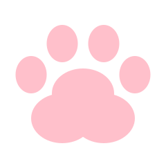 A pink cat's pawprint symbol.